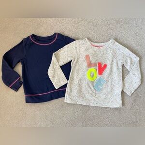 Cat & Jack sweatshirts, bundle of 2, navy blue fleece and LOVE cream terry